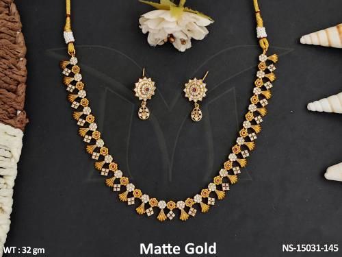 Kemp Jewellery Beautiful Designer Matte Gold Polish Party Wear Stylish  Necklace Set 